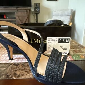 Elegant Blue Strappy Heels with Sequin Design